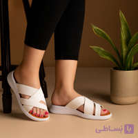 کفش دمپایی چرم زنانه ماکسیم کد DP028WH رنگ سفید