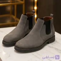 نیم بوت چرم مردانه کد NB064GR رنگ طوسی