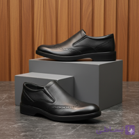 کفش چرم مردانه رسمی کد RS025BK رنگ مشکی