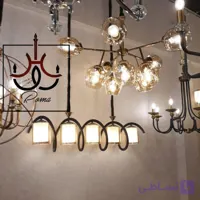 لوستر مدرن لاینر فنری مشکی | مناسب جزیره و میز ناهارخوری | کد L-53 | برند رومالوستر