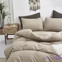 ست لحاف و روتختی ساده نود کرم و قهوه ای