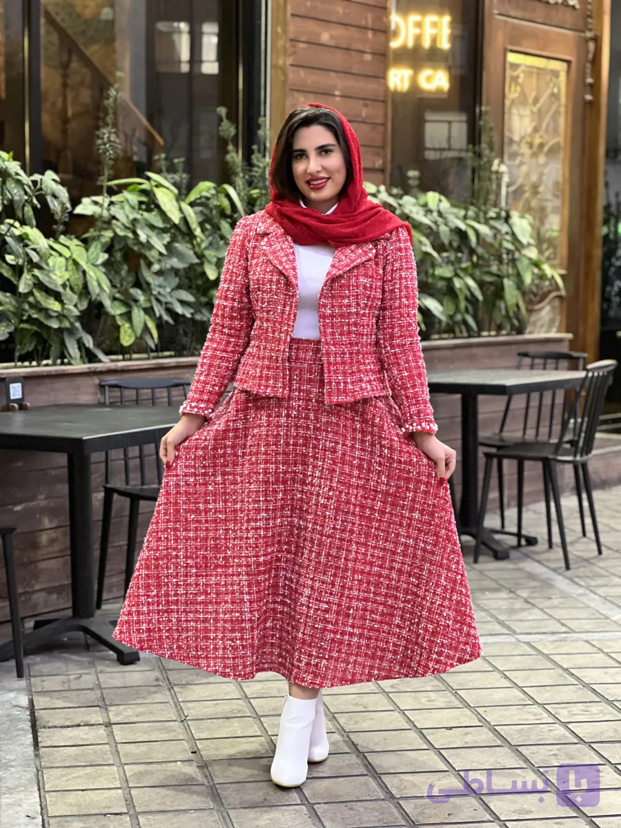 ست پاییزه کت و دامن شانل زنانه مدل آوا