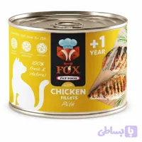 کنسرو پته گربه فاکس با طعم فیله مرغ و بوقلمون وزن 500 گرم
