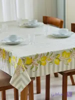 رومیزی و سفره پارچه ای مخمل شانل ضد لک طرح لیمو کد 585