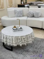 رومیزی گرد مخمل شانل ضد لک طرح لاله کد ۵23