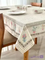 رومیزی مخمل شانل طرح چهارخانه گلدار کد 546