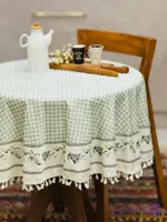 رومیزی گرد مخمل شانل ضد لک طرح زیتون کد 567