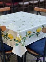 رومیزی و سفره پارچه ای مربع مخمل شانل ضد لک طرح لیموناد کد 612