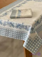 رومیزی مخمل شانل ضد لک طرح شکوفه آبی کد 628