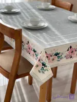 رومیزی و سفره پارچه ای مخمل شانل ضد لک طرح گلبرگ کد 614