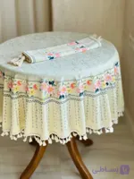 رومیزی گرد مخمل شانل ضد لک  کد 561