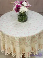 رومیزی گرد مخمل شانل ضد لک طرح رزین کد 630