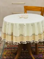 رومیزی گرد مخمل شانل ضد لک طرح پرنده  کد 594