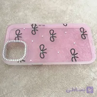 قاب گوشی iPhone 15 آیفون صورتی طرح پاپیون نگین دار کد 1122