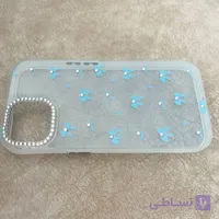 قاب گوشی iPhone 15 آیفون آبی طرح پاپیون نگین دار کد 1124