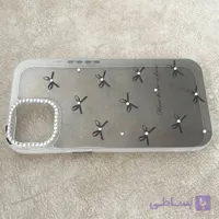 قاب گوشی iPhone 15 آیفون دودی طرح پاپیون نگین دار کد 1118
