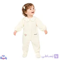 سرهمی جورابدار مخمل پاییزه کرمی -وارداتی 0تا12ماهگی