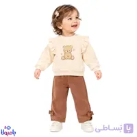 ست بلوز و شلوار پاییزه صورتی و موکا وارداتی 6تا24ماهگی