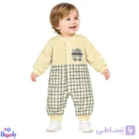 سرهمی کبریتی نوزادی کرم مدل چهارخونه از 3تا12ماهگی