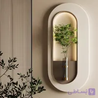 تابلو دیواری مدرن مدل تی‌تی با نور دکوراتیو و گلدان شیشه ای