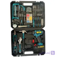دریل پیچ گوشتی چکشی شارژی 10 میلی متری 212 ولت جاب مدل JB-212 industril مجموعه 199 عددی