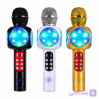 میکروفون کارائوکه بلوتوثی اسپیکردار با چراغ LED و افکت اکو