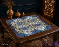 رومیزی مخمل لمینت دار ایران خاتون طرح سنتی کد ۲۹