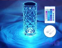 چراغ رومیزی کریستالی رز دایموند شارژی و لمسی RGB با ریموت کنترل