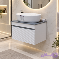 روشویی کابینتی مدرن بامبو سفید طوسی زرین نیک 40×60 کد ZN8489