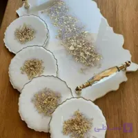 سینی پذیرایی و لوکس رزینی جهیزیه عروس زیر استکانی مجزا قابل سفارش