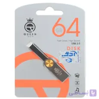 فلش Queen DISK USB2.0 Flash Memory – 64GB (گارانتی مادام العمر شرکت آی تین) مشکی طلایی