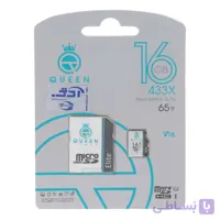 رم Queen tech microSDHC &amp; adapter U1 Class 10 433X -65MB/s-16GB مشکی سفید