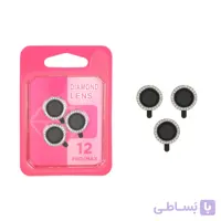محافظ لنز رینگی اورجینال نگین دار Apple iPhone 13 / 13 Mini / 12 Pro Max – نقره ای (پک صورتی) – MPS