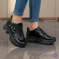 کتونی اسپرت لژدار فول مشکی ورنی Women’s Platform Full Black Patent Sneakers