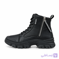 بوت ساقدار بنددار زیپ‌کنار مشکی
