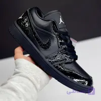 کفش نایک ایر جردن وان لو بلک کروک Nike Air Jordan 1 Low Black Croc