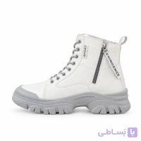 نیم‌چکمه اسپرت بنددار سفید طوسی