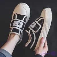 کتونی زنانه چسبی برزنتی مشکی سفید