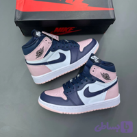 کفش نایک ایر جردن وان ساقدار اتومسفر بابل جام صورتی سرمه ای Nike Air Jordan 1 High Atmosphere Bubblegum Pink Navy
