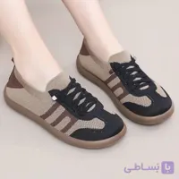 کفش طبی زنانه زرشکی بافتنی لوفر راحتی سبک