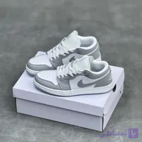 کفش نایک ایر جردن وان سفید طوسی Nike Air Jordan 1 White Grey