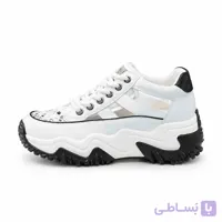 صندل لژدار زنانه سفید دندانه‌ دار