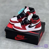 کفش نایک ایر جردن وان ساقدار سفید قرمز Nike Air Jordan 1 High White Red