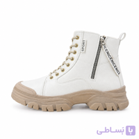 نیم بوت زیپ‌دار سفید کرم