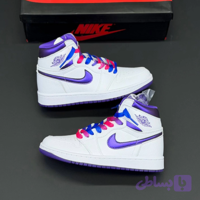 کفش نایک ایر جردن وان ساقدار سفید بنفش خاص Nike Air Jordan 1 High White Purple