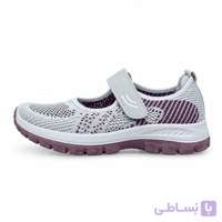 صندل طبی اسپرت زنانه چسبی خاکستری بنفش