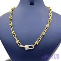 گردنبند زنانه وارداتی تیفانی طلایی دو گره نگینی استیل (کد ZG3XC)