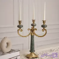 شمعدان سه شاخه سنگی برنجی
