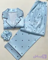 ست بلوز شلوار ابی قلب مشکی