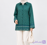 شومیز و پیراهن زنانه یقه انگلیسی طرح پایین حاشیه دار جنس لنین